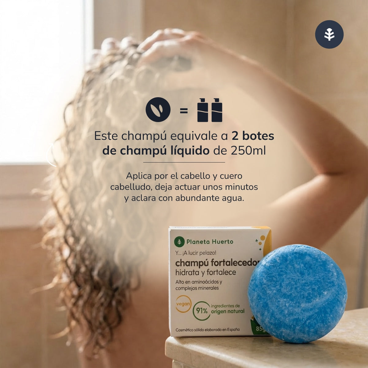 Shampooing fortifiant solide aux acides aminés Planeta Huerto 85 g
