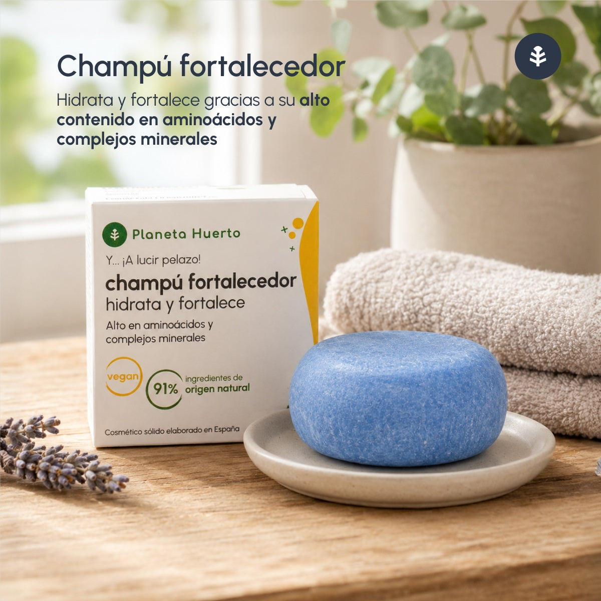 Shampooing fortifiant solide aux acides aminés Planeta Huerto 85 g