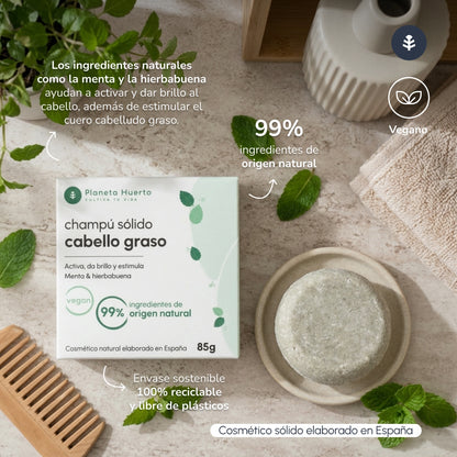 Planeta Huerto Shampooing solide à la menthe poivrée 85 g