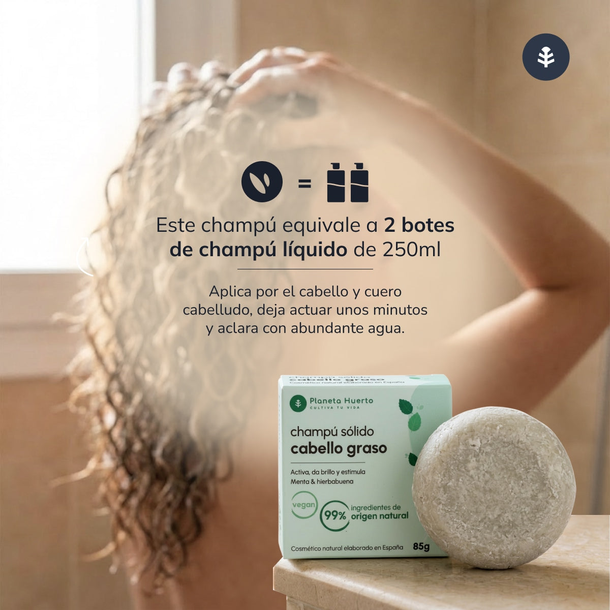Planeta Huerto Shampooing solide à la menthe poivrée 85 g