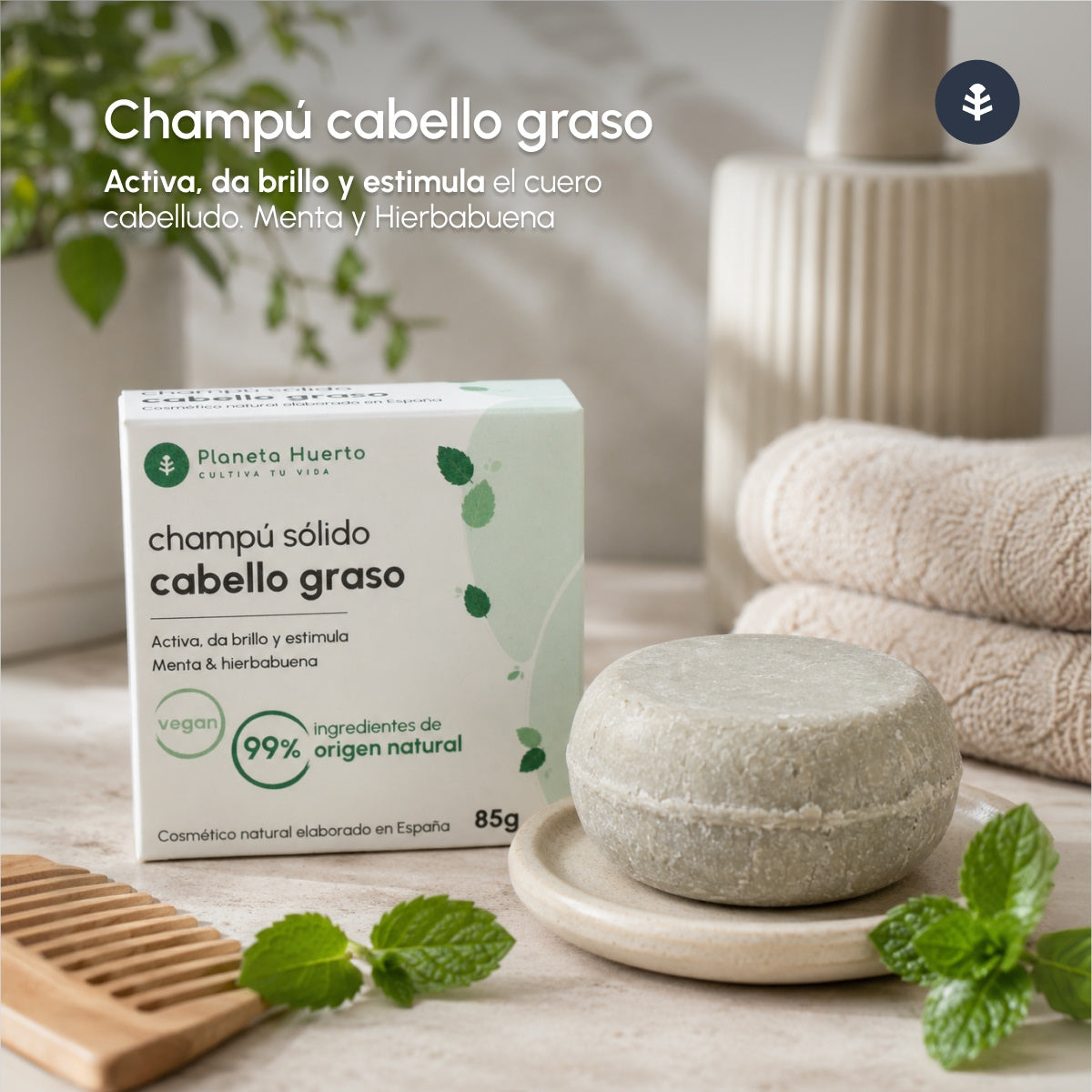 Planeta Huerto Shampooing solide à la menthe poivrée 85 g