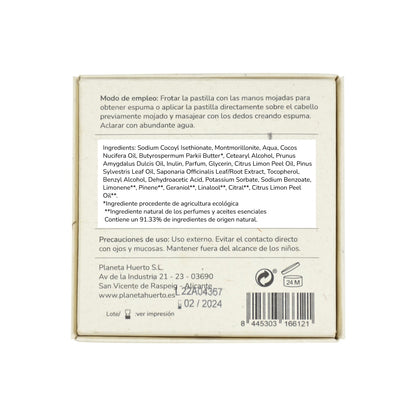 Planeta Huerto shampooing solide réparateur à la noix de coco et aux amandes 85 g