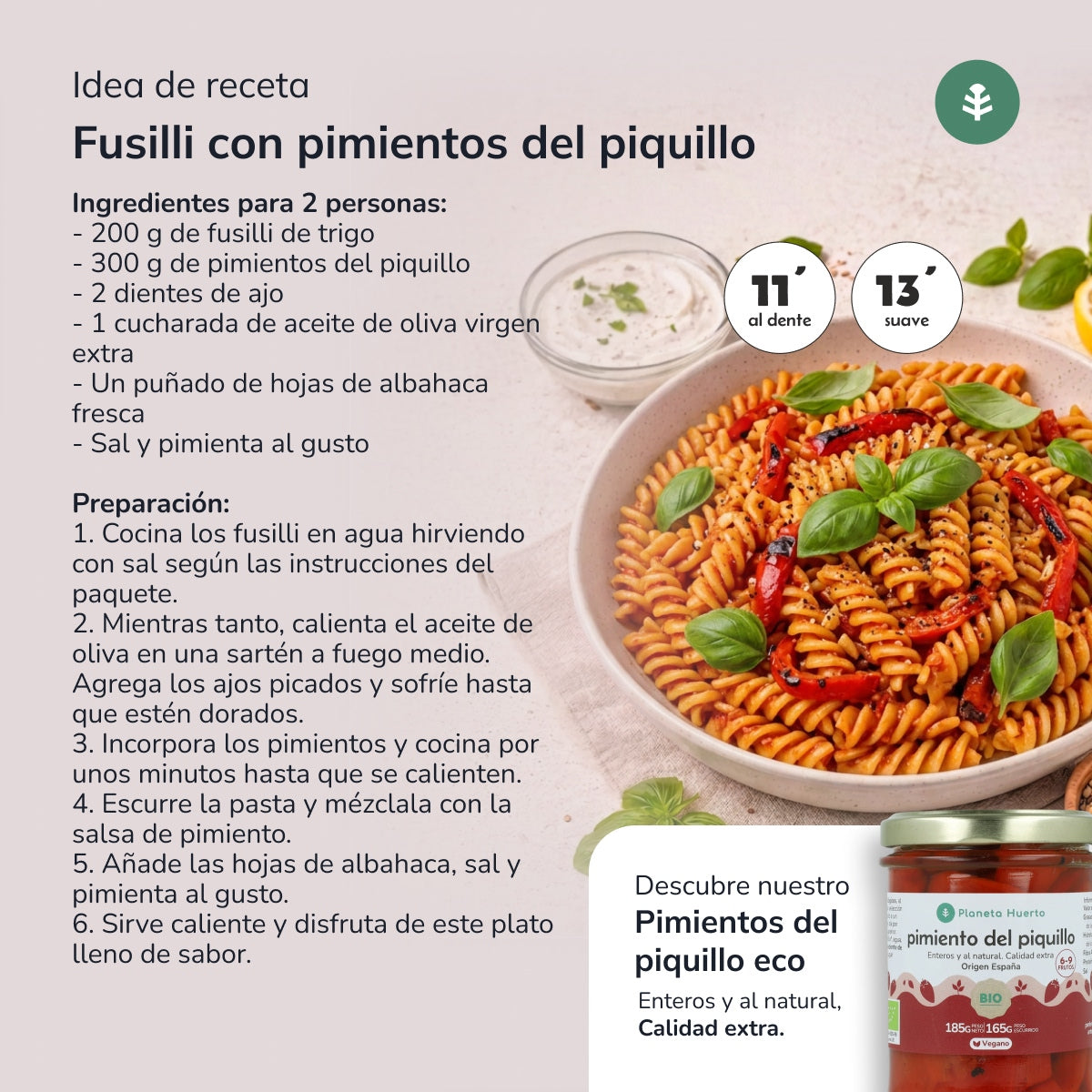 Fussilli de blé ECO Planeta Huerto 5 kg