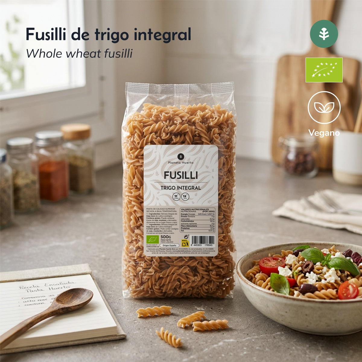Fussilli de blé entier ECO Planeta Huerto 500gr