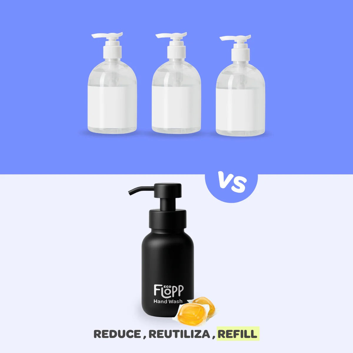 Savon pour les mains flacon noir +1 recharge Dark Amber Flopp 250ml