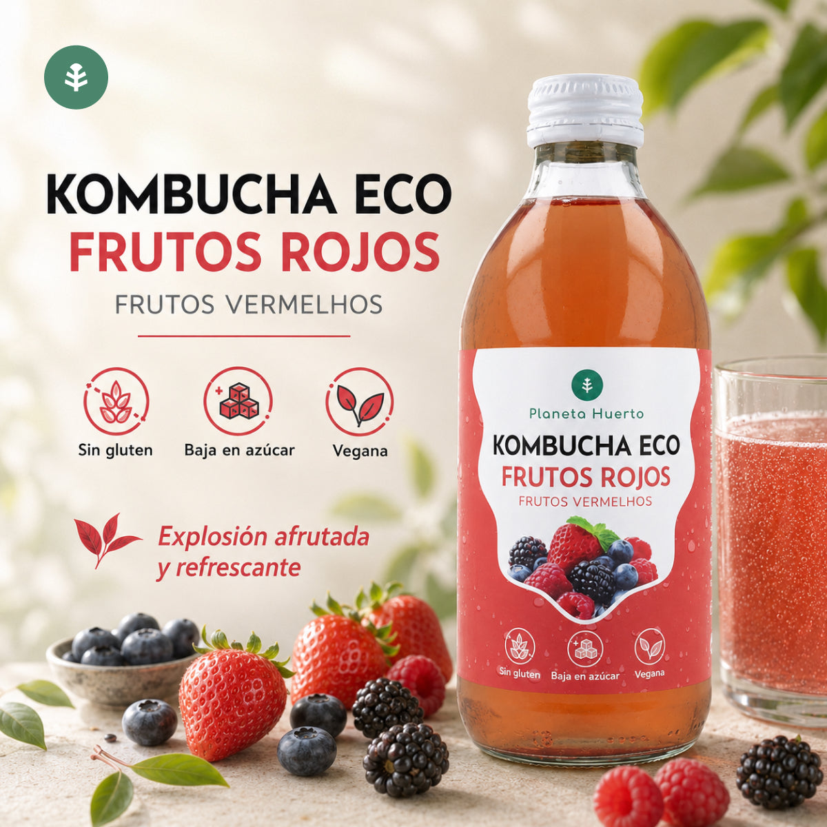 Kombucha ECO Fruits rouges Planet Orchard 330 ml