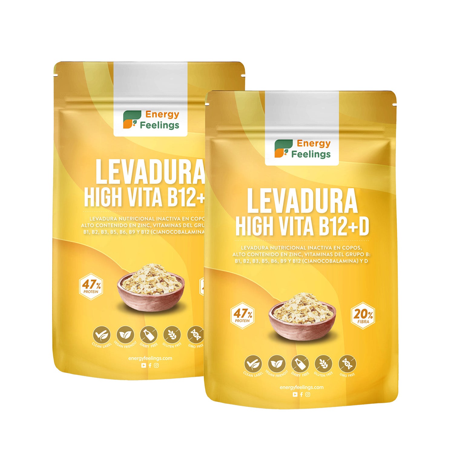 Pack 2x Levure nutritionnelle riche en vitamine D Energy Feelings 1 kg