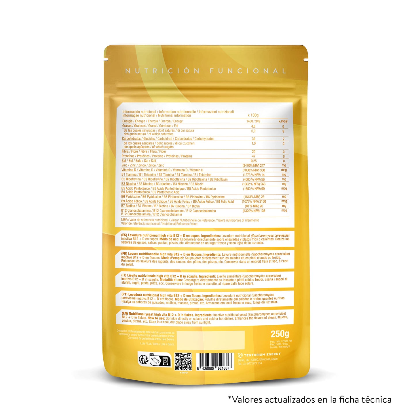 Levure nutritionnelle riche en vitamine D Energy Feelings 250 g