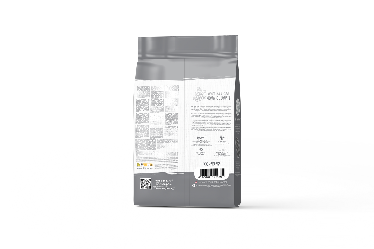 Kit Cat Arena Eco SoyaClump - Charcoal 7 L Litière pour chat
