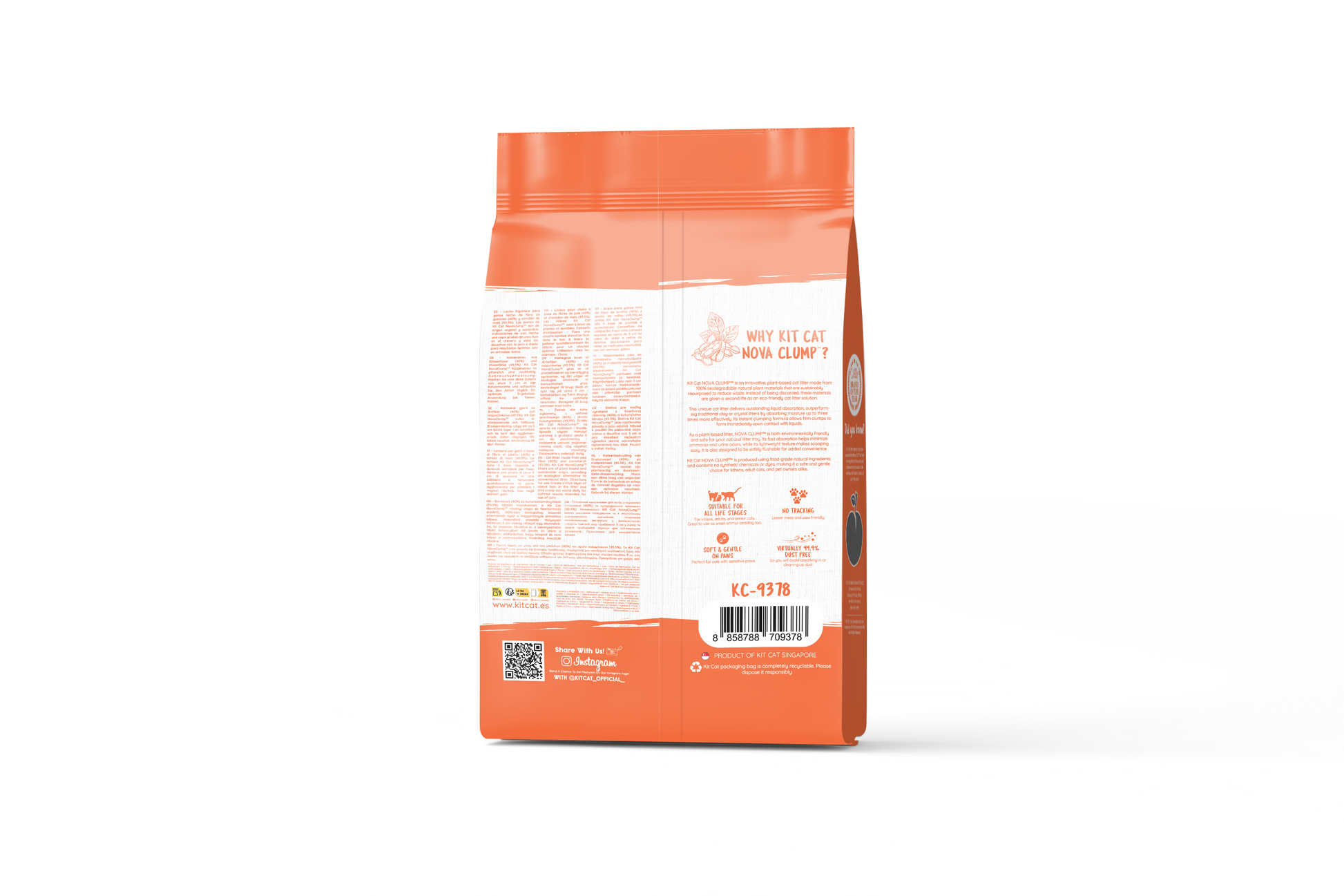 Kit Cat Arena Eco SoyaClump - Peach 7 L Litière pour chat