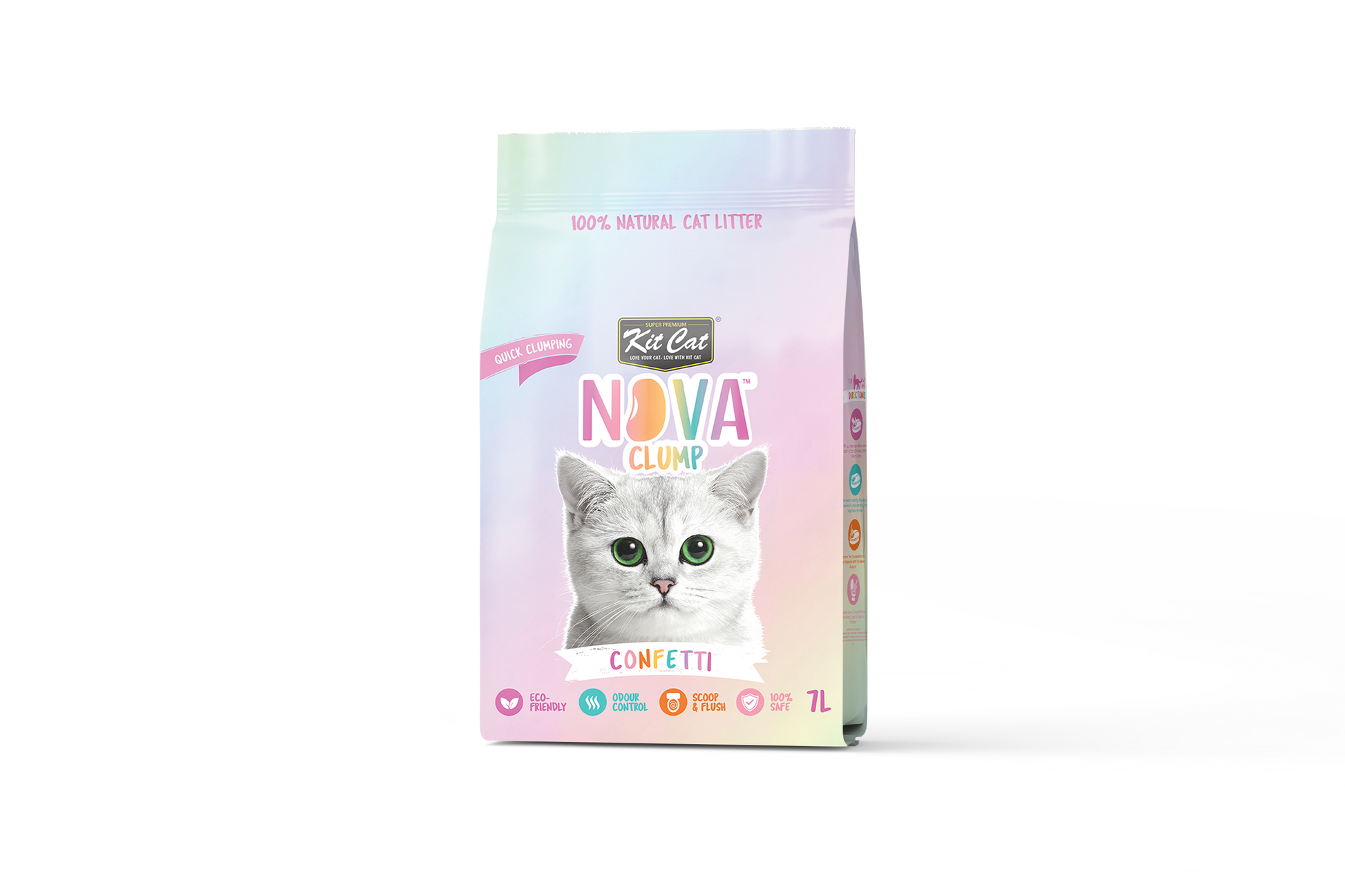 Kit Cat Arena Eco SoyaClump - Confetti 7 L Litière pour chat