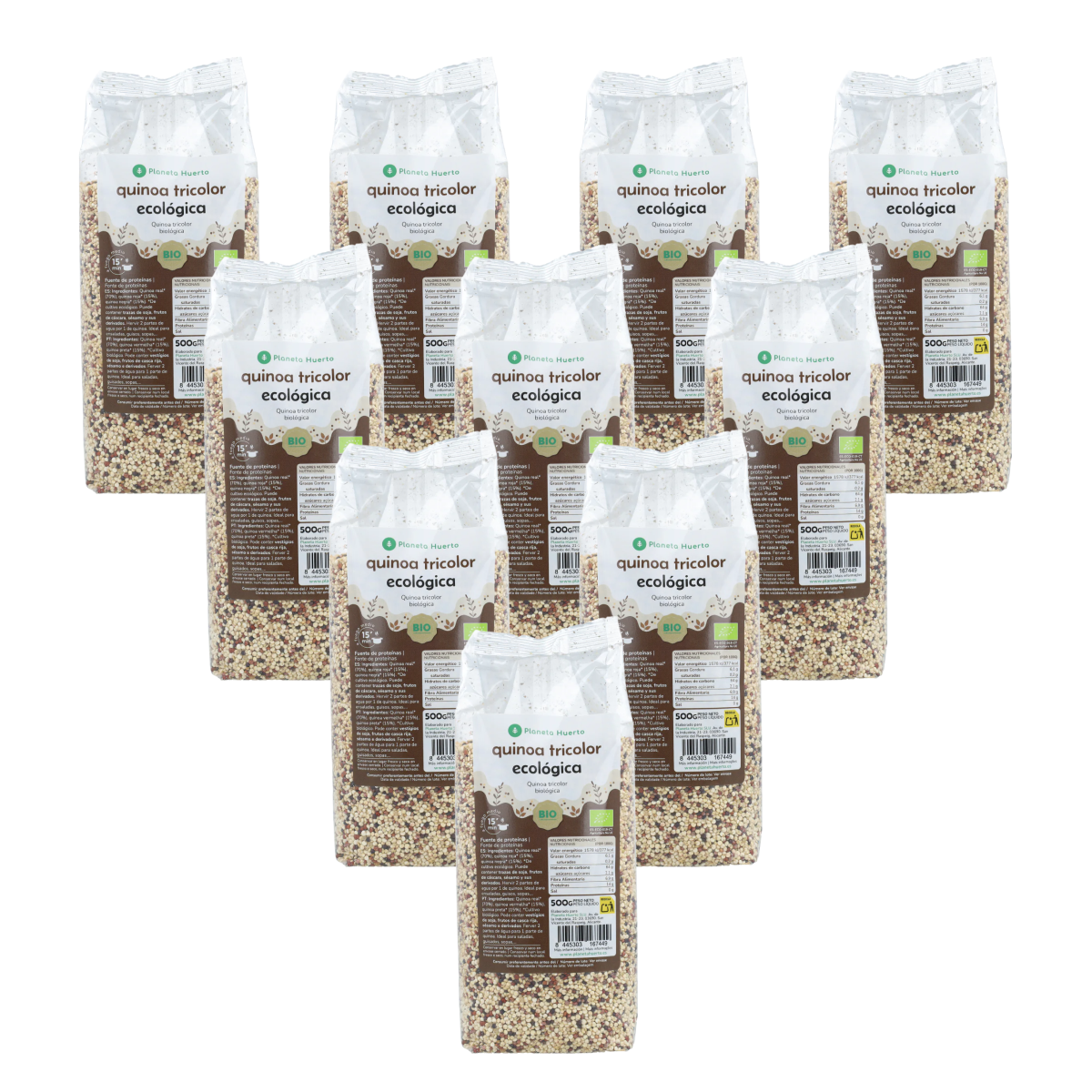 Lot de 10 paquets de quinoa tricolore ECO Planeta Huerto 500 g