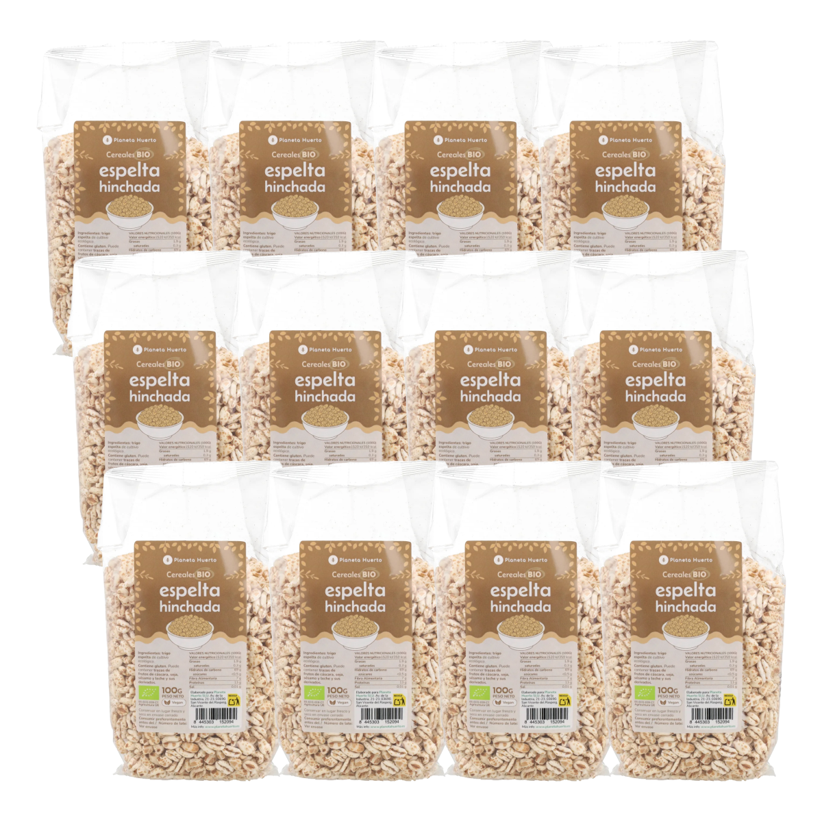Lot de 12x Blé épeautre soufflé BIO Planeta Huerto 100 g