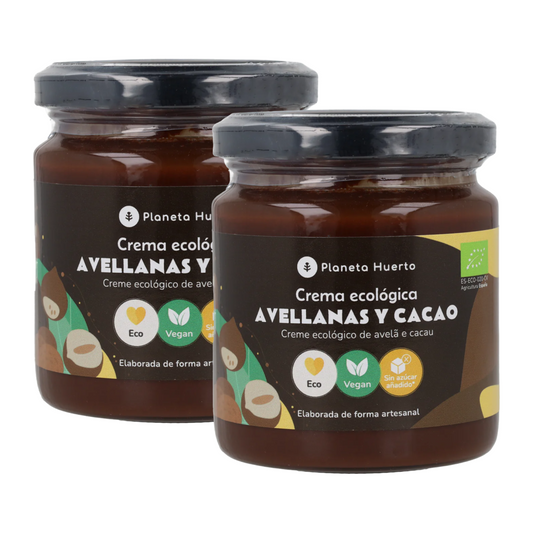 Lot de 2 pots de crème de noisettes et cacao sans sucres ajoutés ECO Planeta Huerto 230 g