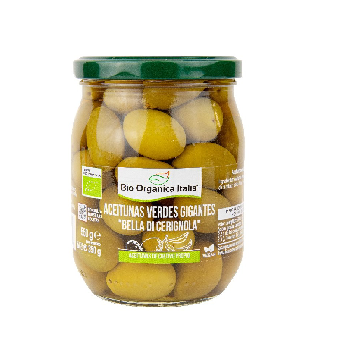 Olives vertes géantes Bio Organica Italia 550 g