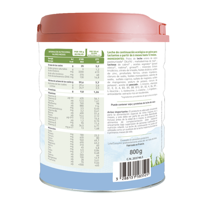 Pack 3 unités Lait de chèvre suite Caprea 2 (6 à 12 mois) Babybio 800 g