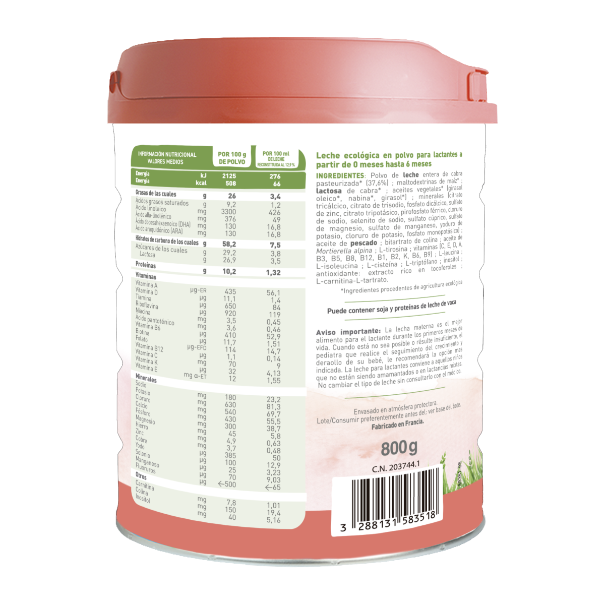Lait de chèvre BIO Caprea 1 (0 à 6 mois) Écologique Babybio 800 g