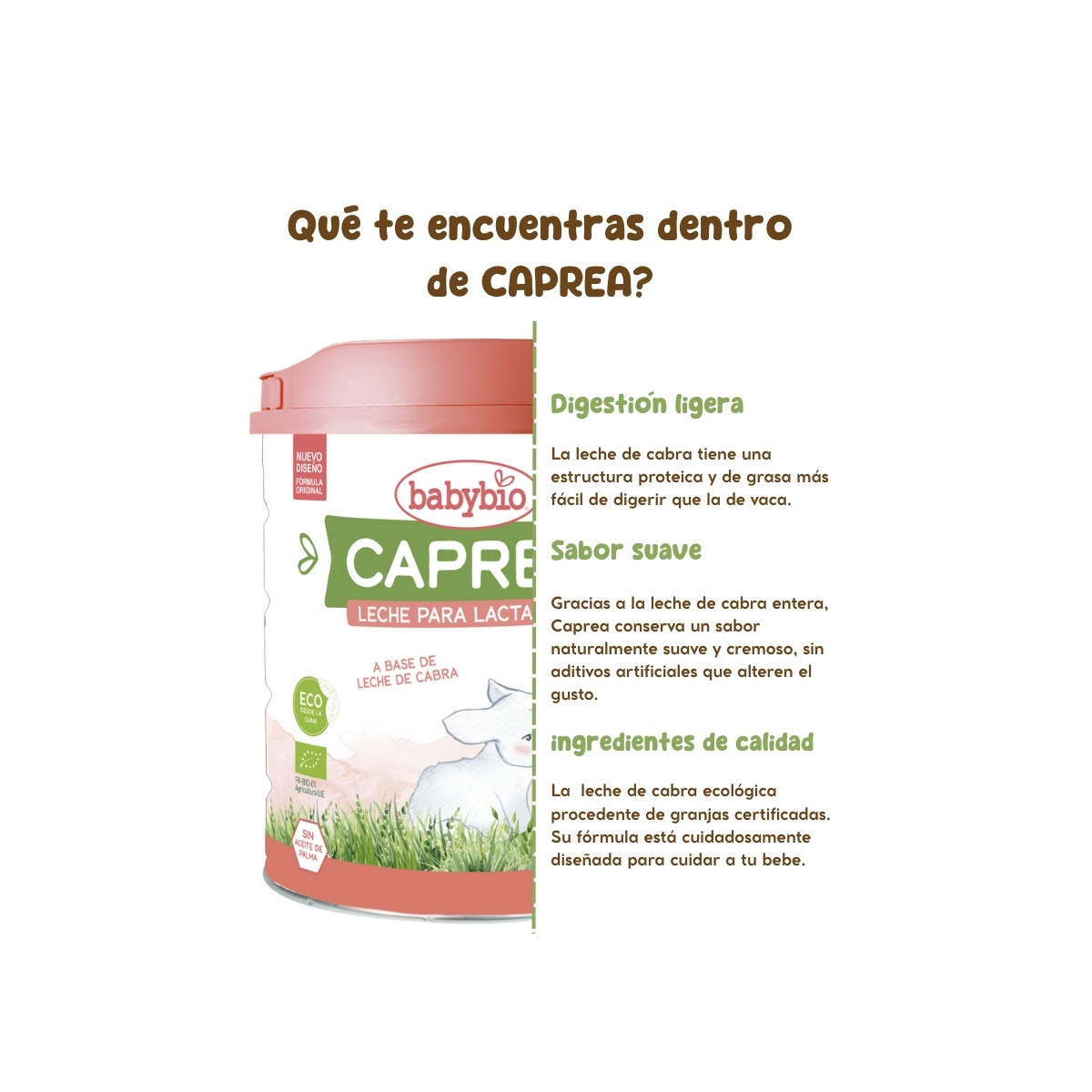 Pack de 3 boîtes de lait de chèvre pour nourrissons Caprea 1 (0 à 6 mois) 800 g