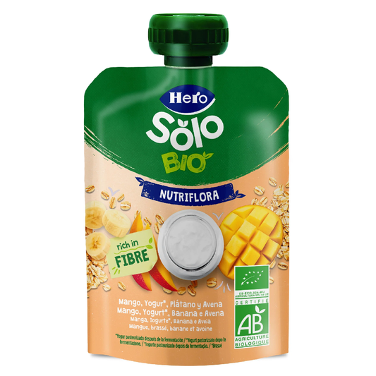 Sachet Nutri Flora à la mangue, au yaourt, à l'avoine et à la banane 100 g Hero Solo