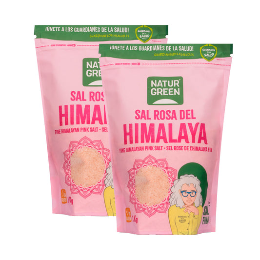 Lot de 2 sachets de sel rose de l'Himalaya fin Naturgreen 1 kg
