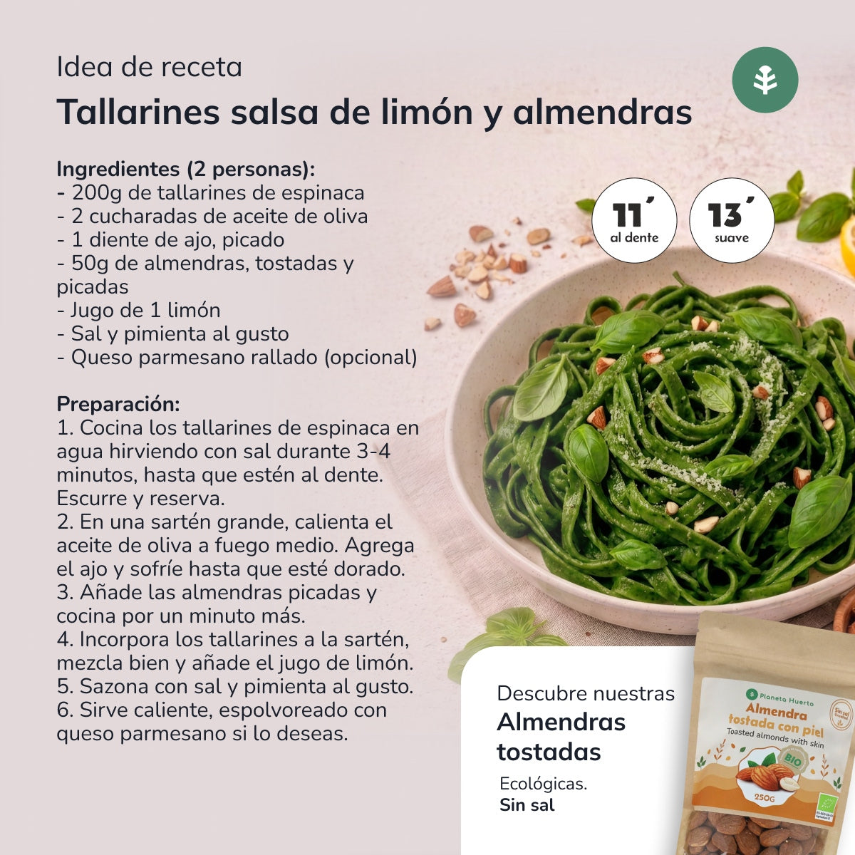 Tagliatelles aux épinards ECO Planeta Huerto 500gr