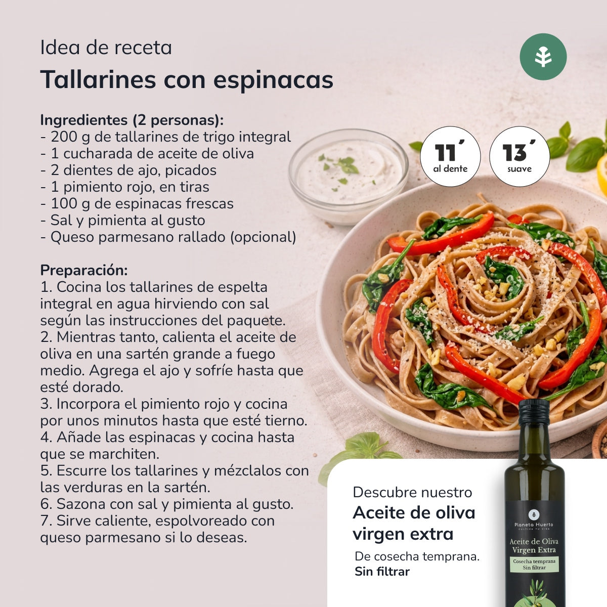 Tagliatelles de blé entier ECO Planeta Huerto 500gr