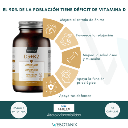 Vitamine D3 4000 UI + K2 + Magnésium Formule Vegan, WeBotanix