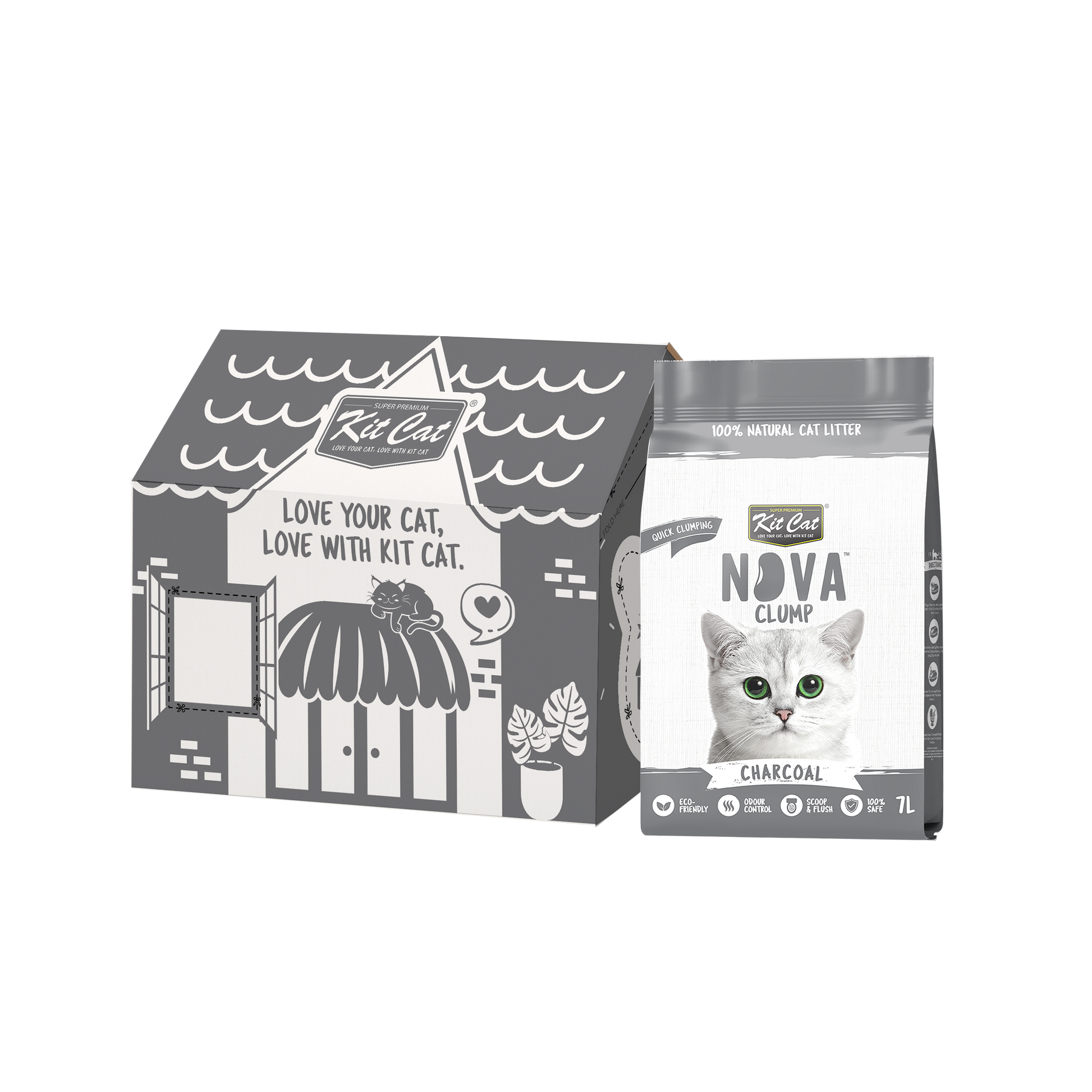 Kit Cat Arena Eco SoyaClump - Charcoal 7 L Litière pour chat