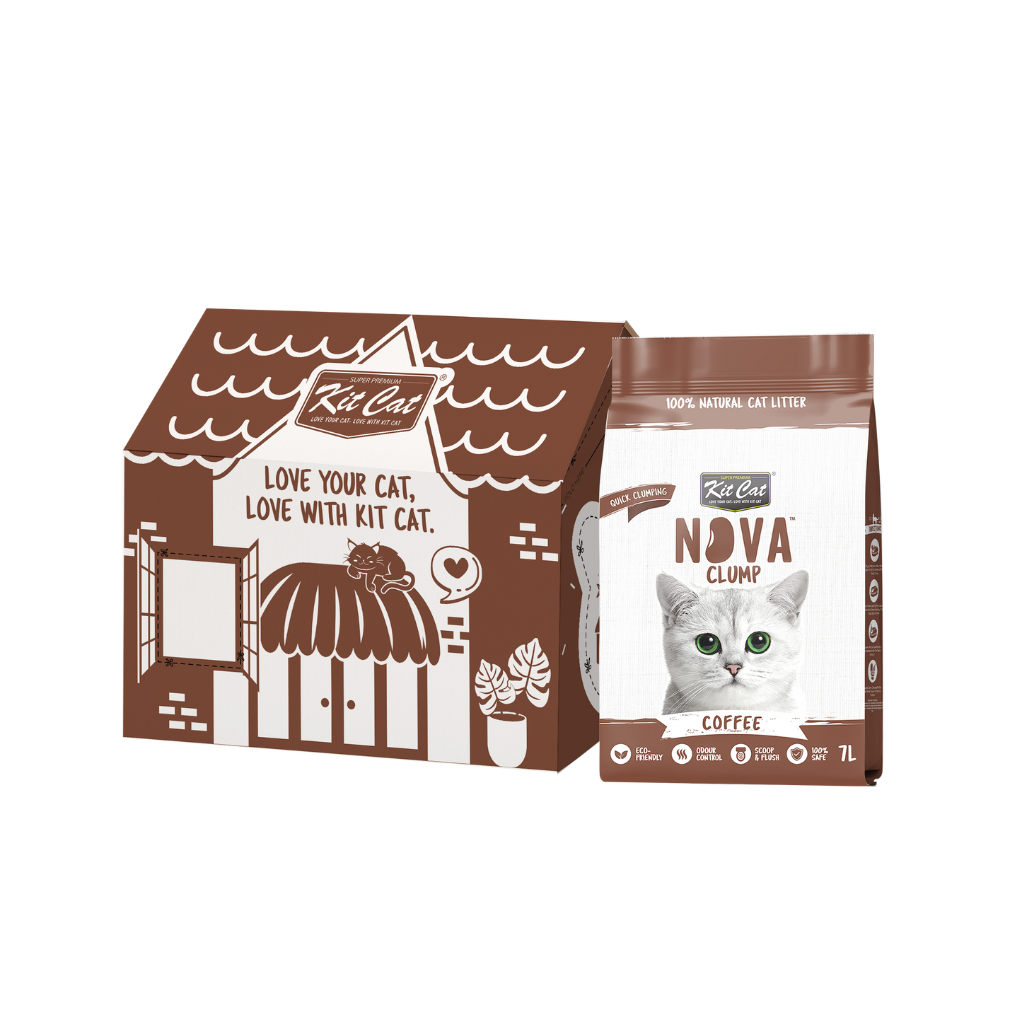 Kit Cat Arena Eco SoyaClump - Coffee 7 L Litière pour chat