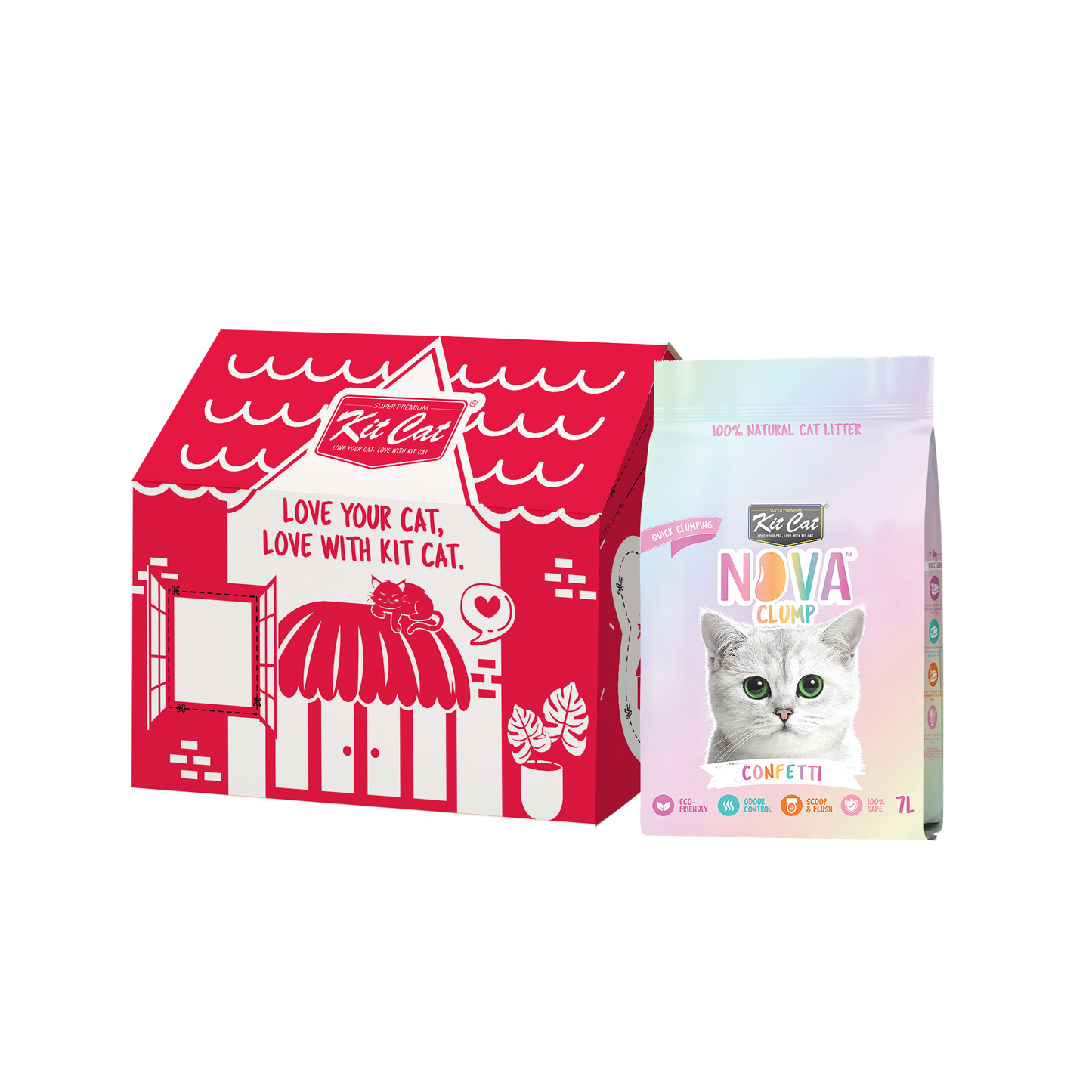 Kit Cat Arena Eco SoyaClump - Confetti 7 L Litière pour chat