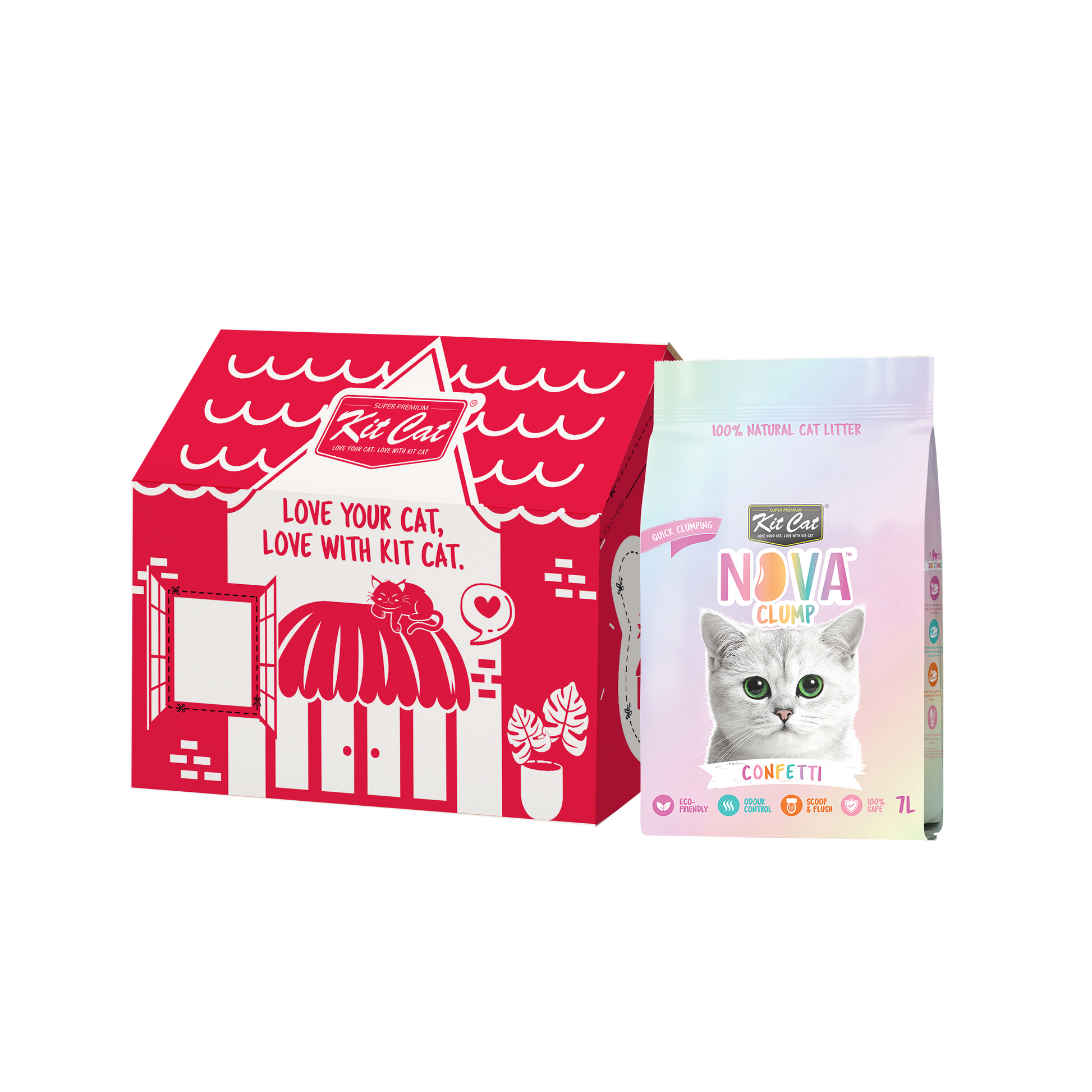 Kit Cat Arena Eco SoyaClump - Confetti 7 L Litière pour chat