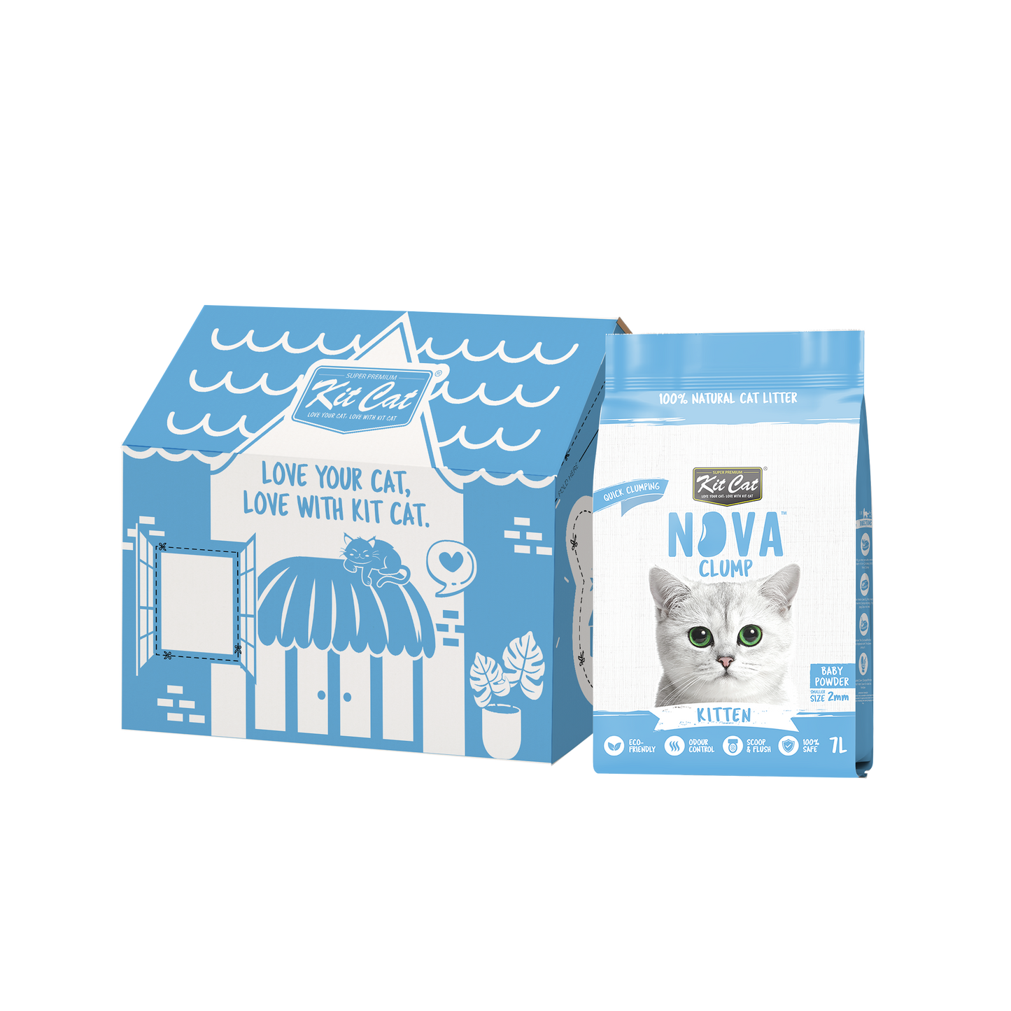 Kit Cat Arena Eco SoyaClump - Kitten Baby Powder 7 L Litière pour chat