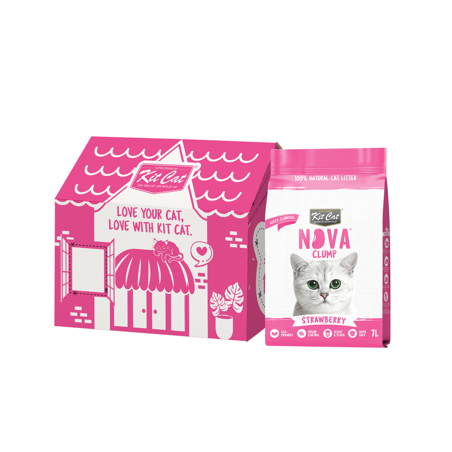 Kit Cat Arena Eco SoyaClump - Strawberry 7 L Litière pour chat