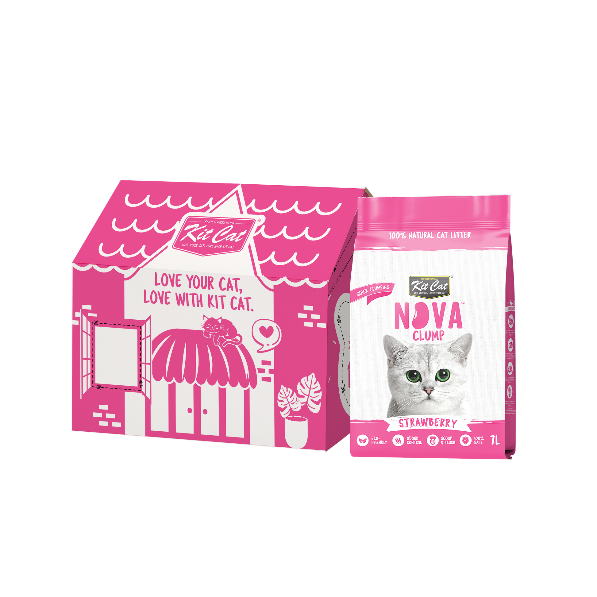 Kit Cat Arena Eco SoyaClump - Strawberry 7 L Litière pour chat