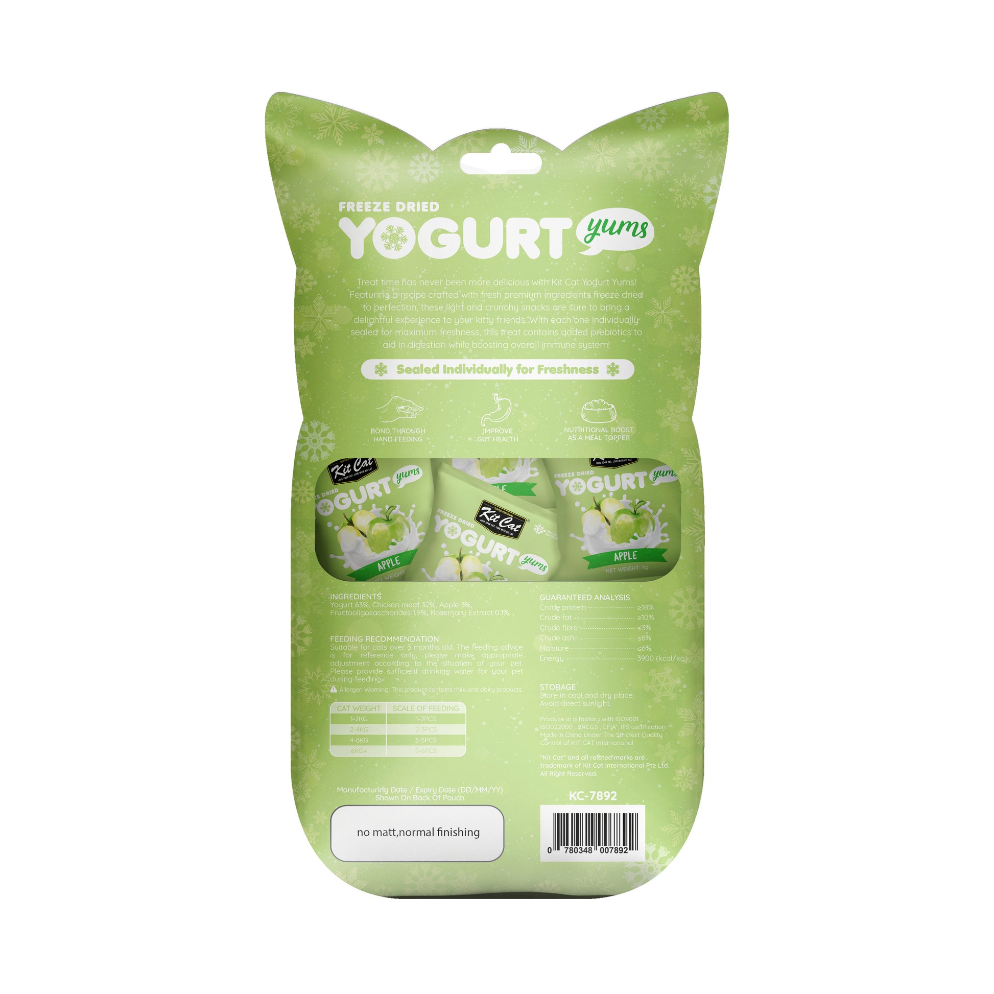 Kit Cat Yaourt Yums Lyophilisé Pomme 10g (10 unités)
