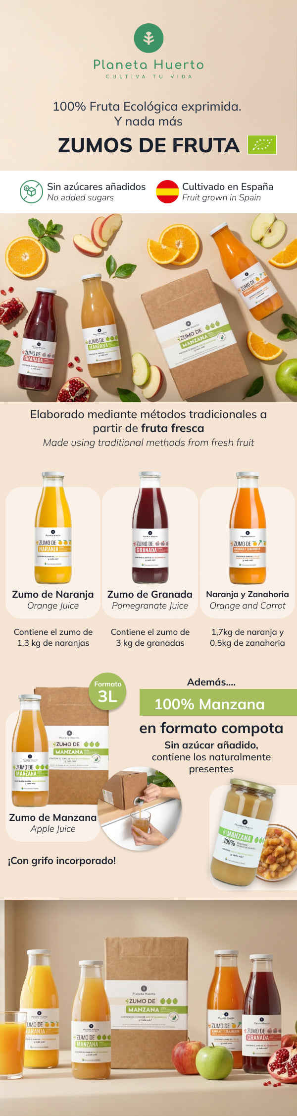 Jus de pomme 100 % pur jus Eco Bag in Box Planeta Huerto 3 L