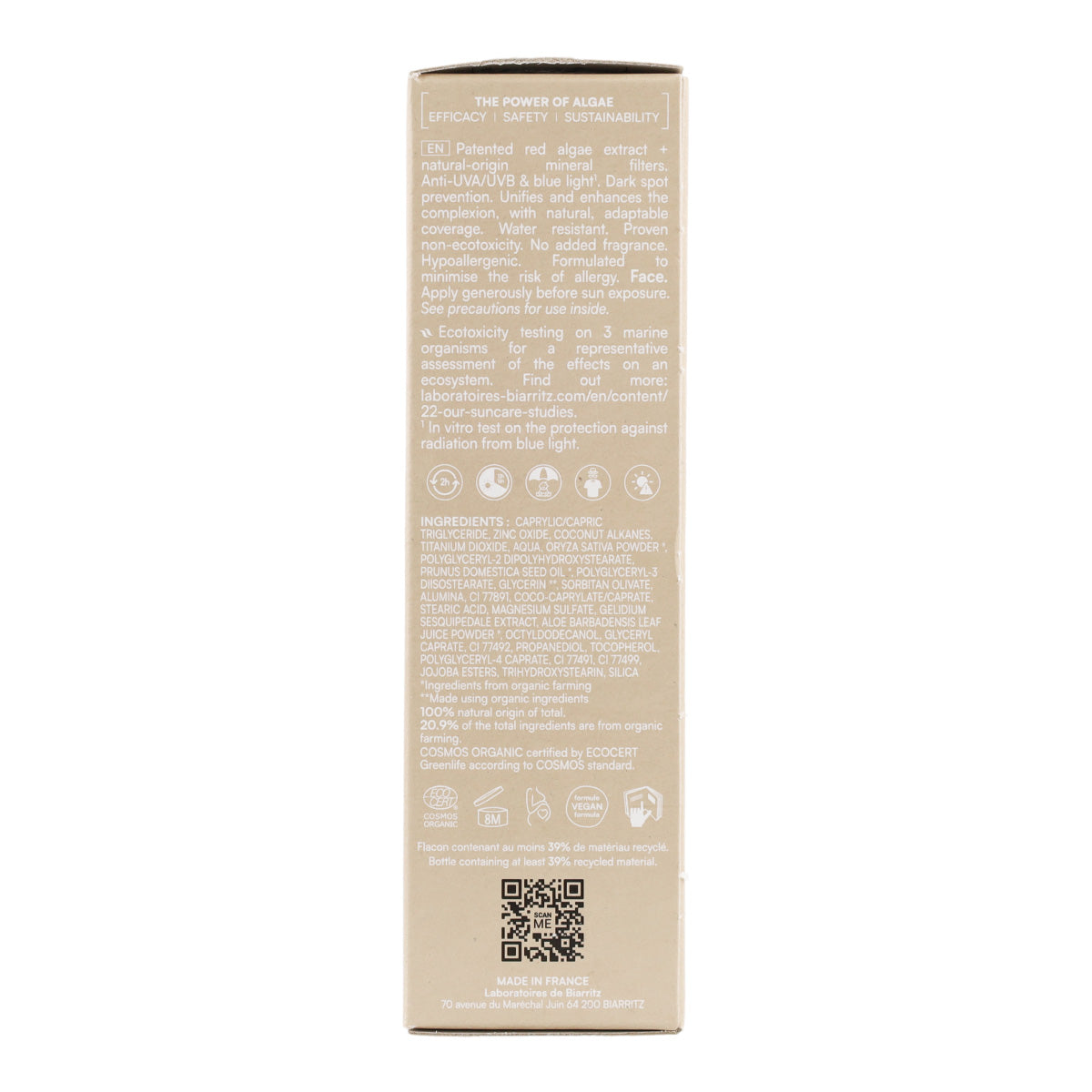 Crème visage ivoire SPF 50 Biarritz