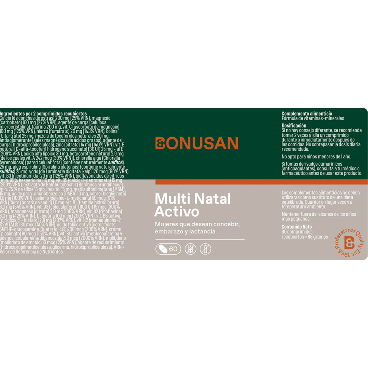 Pack 3x Multi Natal Activo Bonusan 60 Tabletas