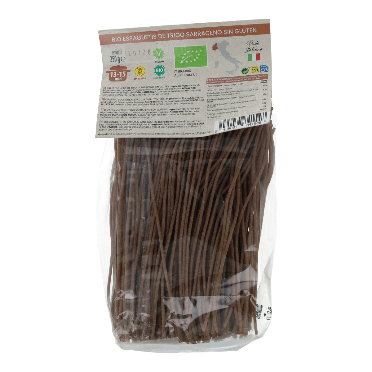 Spaghetti au sarrasin sans gluten bio Sol Natural 250 g