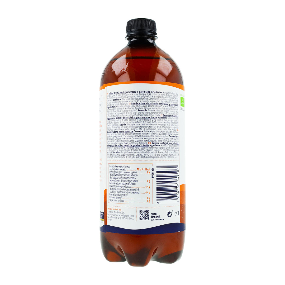 Boisson Kombucha BIO Gingembre et Citron Captain Kombucha 1 L