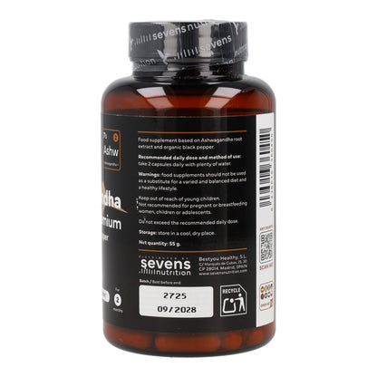 Ashwagandha KSM 66 Complex con Pimienta Negra Sevens Nutrition 120 cápsulas