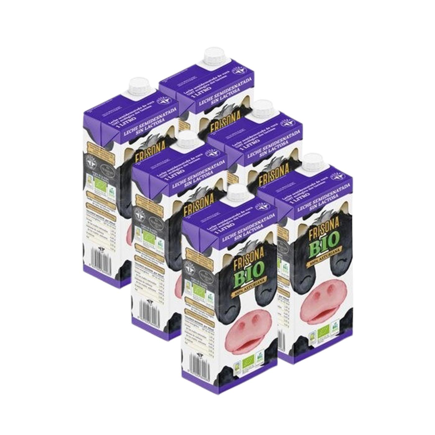 Leche Semi Desnatada Sin Lactosa Frisona Bio Pack 6 uds de 1L