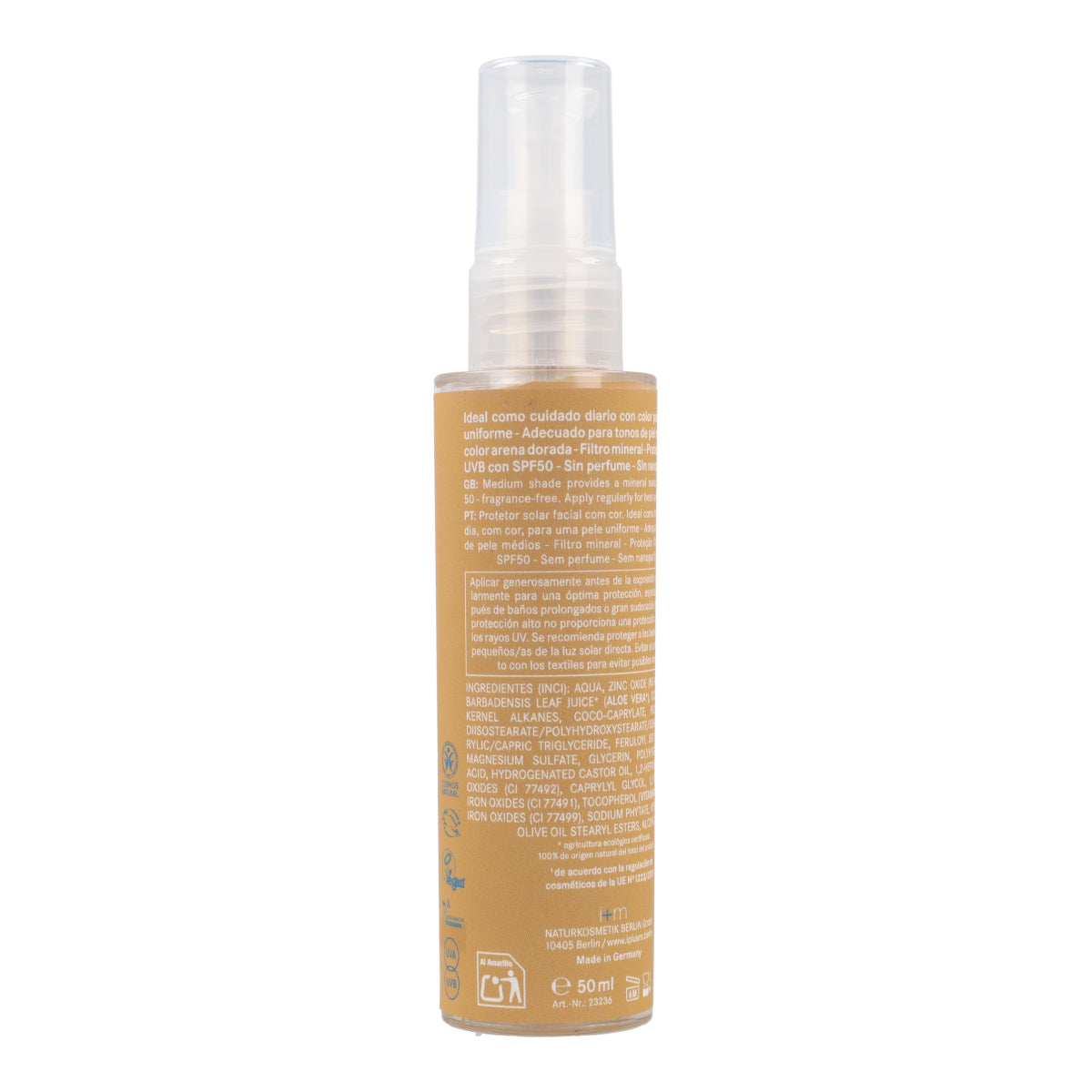 Crème visage teintée Moyen-Doré I+M SPF50 50 ml