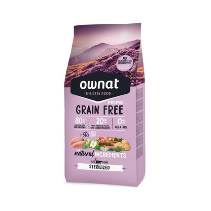 Pienso Ownat Grain Free Prime Sterilized para Gatos esterilizados 3 kg