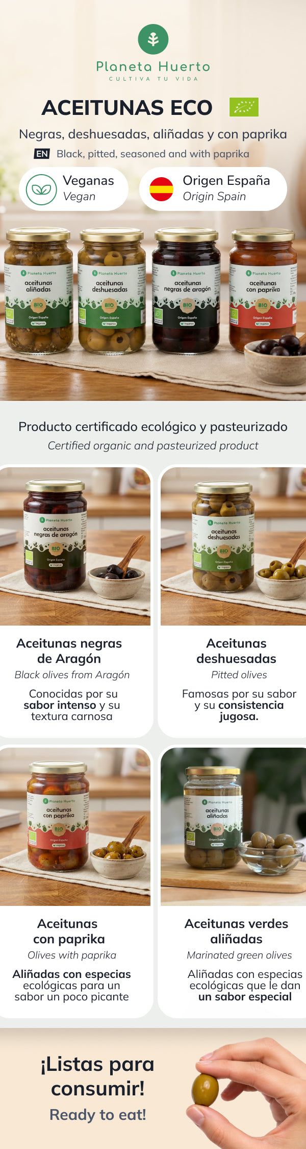 Olives dénoyautées Eco Planeta Huerto 335 g