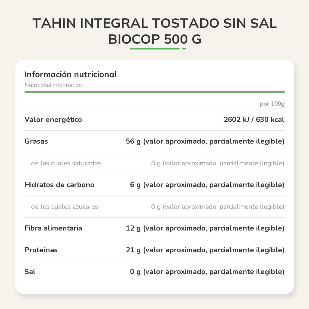 Información nutricional