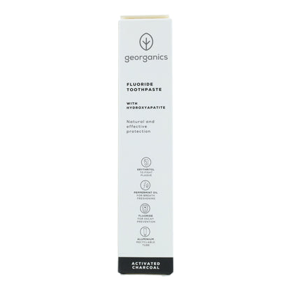 Pasta de dientes con Hidroxiapatita Carbón Activado con flúor Georganics 75 ml
