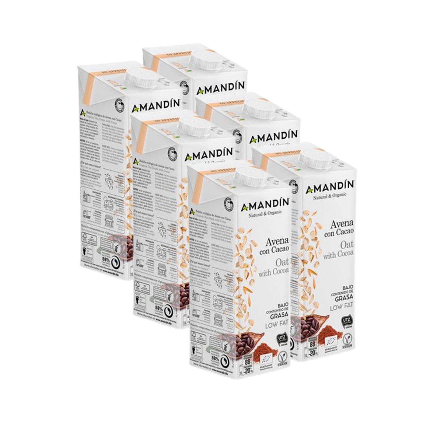 Pack 6 x Bebida de Avena con Cacao Amandin 1 L