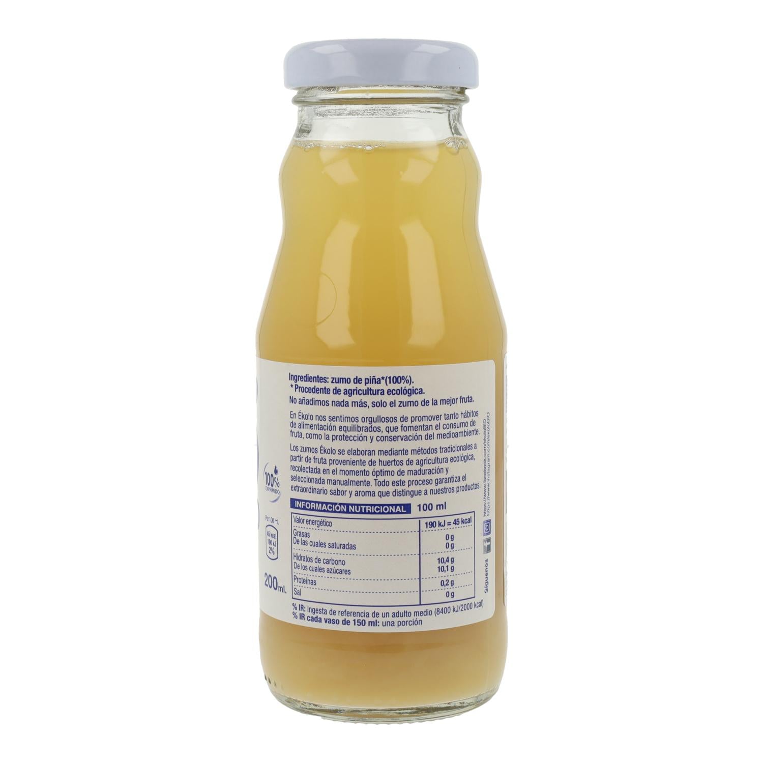 Zumo de Piña Bio 100% exprimido Ékolo 200 ml