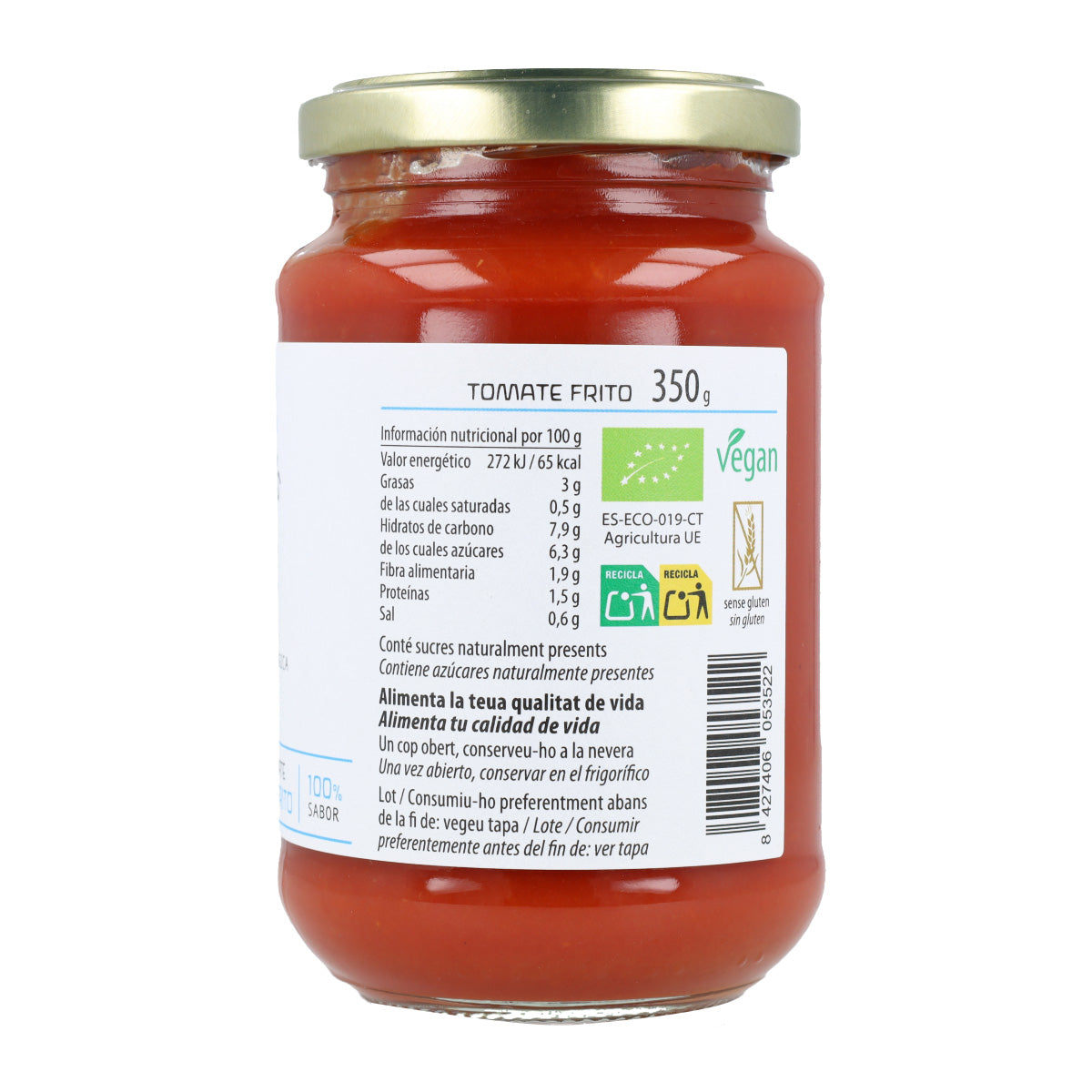 Tomate frit sans sucres ajoutés biologique Cal Valls 350 g
